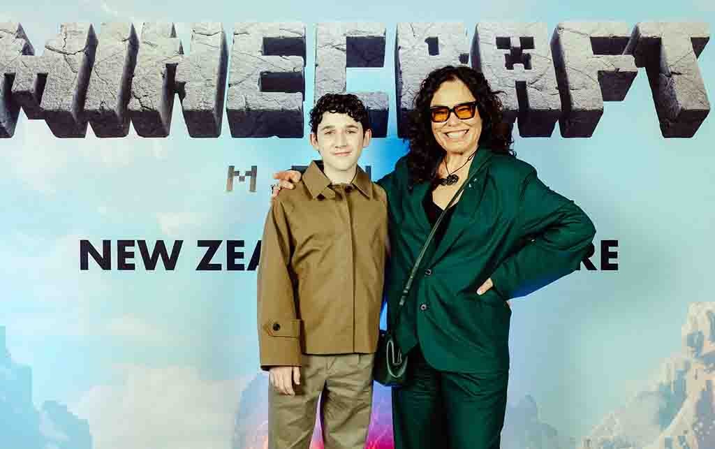 Sebastian Hansen with Jason Momoa and Jack Black in Minecraft Movie