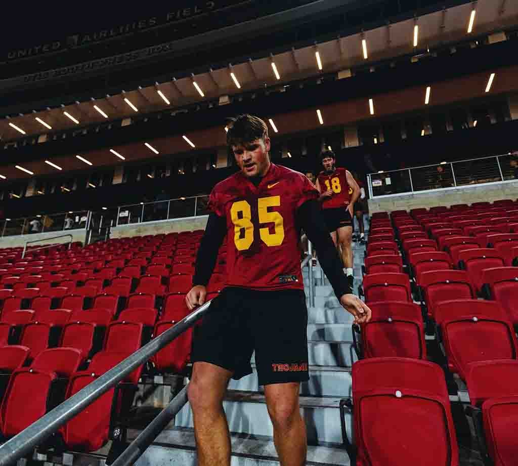 Walker Lyons in BYU football jersey #85 on the field during a 2026 game.